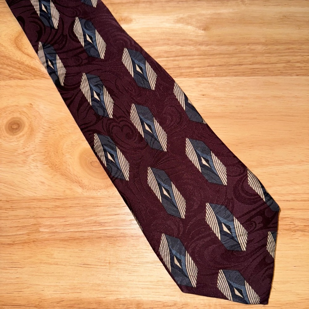 Robert Talbott Red With Blue/Yellow Geometric Diamond Silk Tie for Nowell's